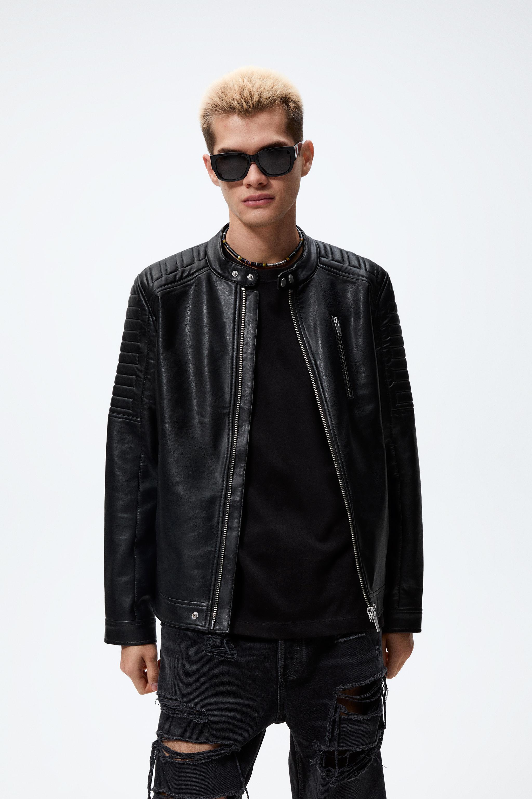 Faux leather biker jacket zara sale